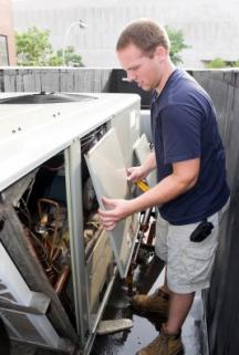 Centennial air conditioning repair man at work